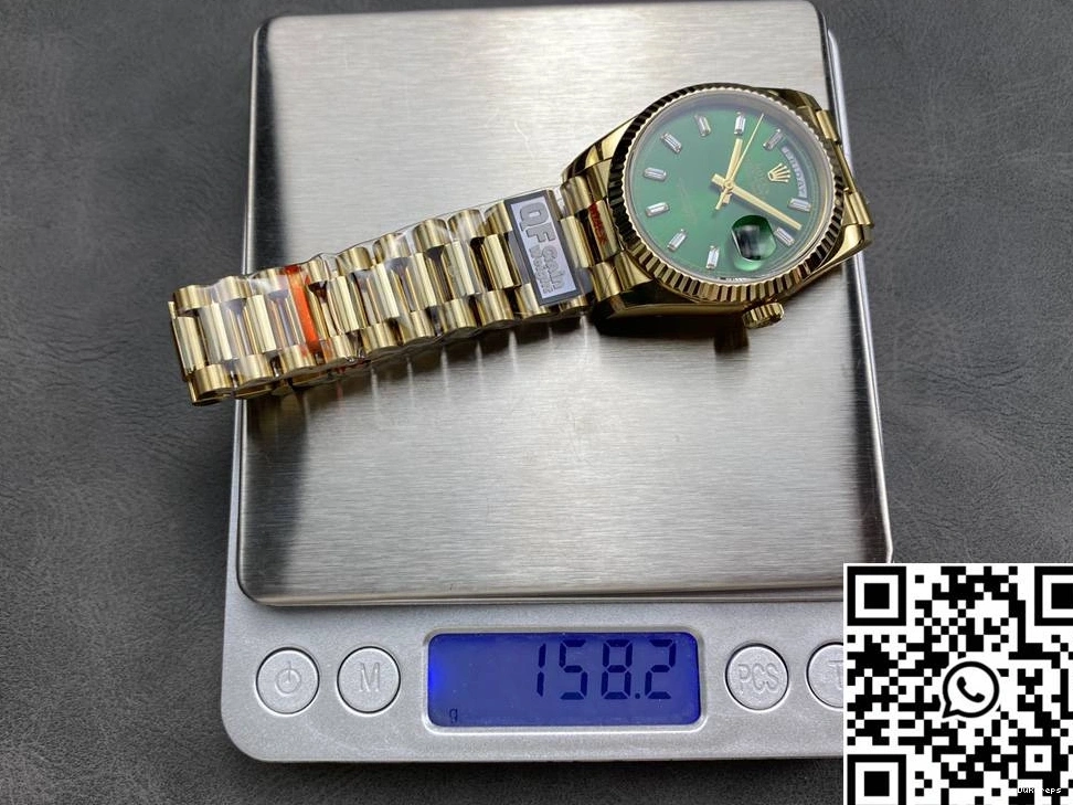 Rolex Dial Date Day Yellow QF M128238-0130 Green 36mm Steel SmoothTexture 1000 Factory v5 Tungsten Gold 0724